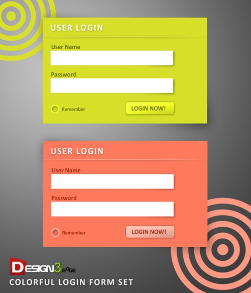 Click Here to Preview Colorful Login Form Set