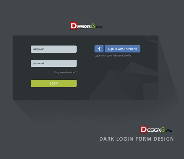 Dark Login Form Design