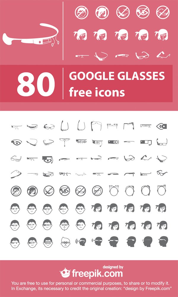 80 Free Google Glasses Icon Set from Freepik