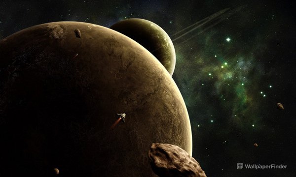 Ships Traveling To A Ringed Planet