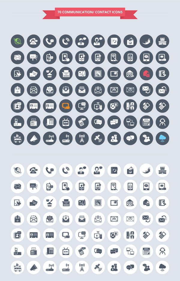 70 Communication & Contact Icons Set