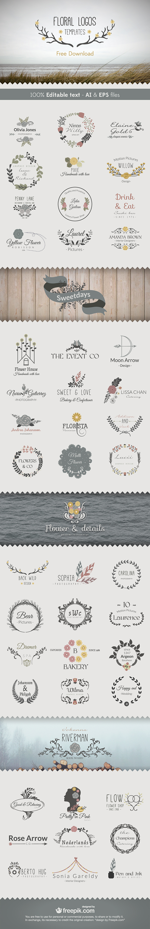 Floral Logo Templates Set