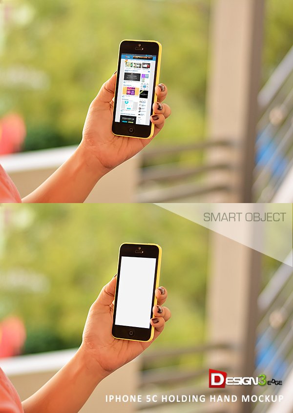 iPhone 5c Holding Hand Mockup