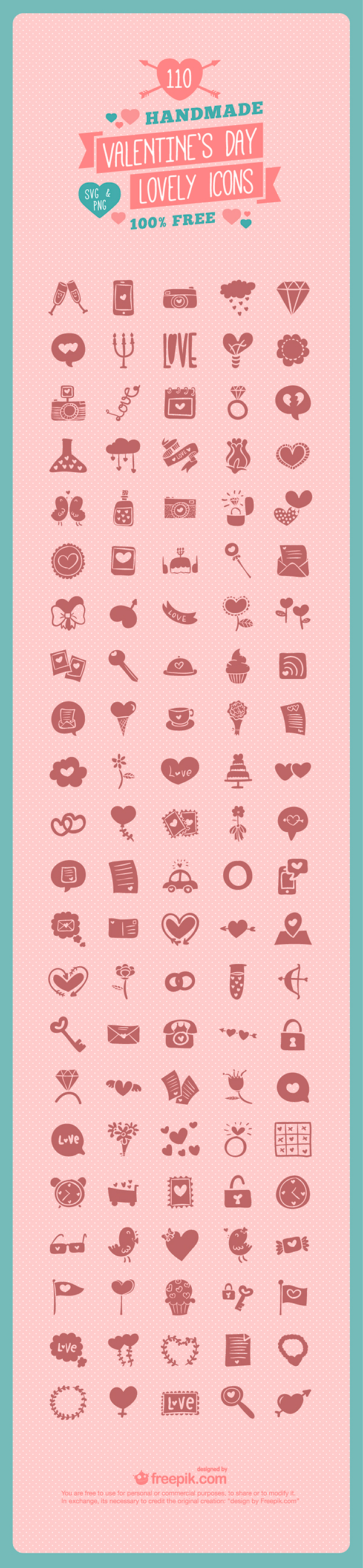Handmade Valentines Icons Set