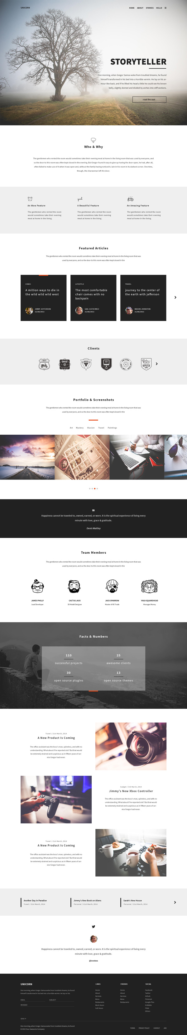 Unicorn PSD Portfolio Template Design