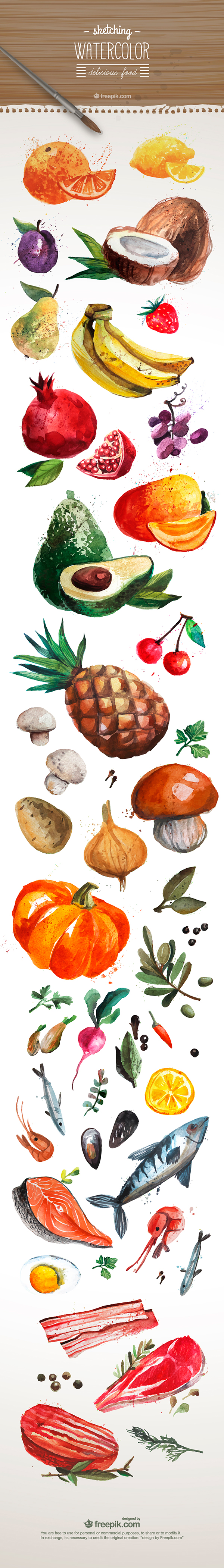 Watercolor Delicious Food Pack