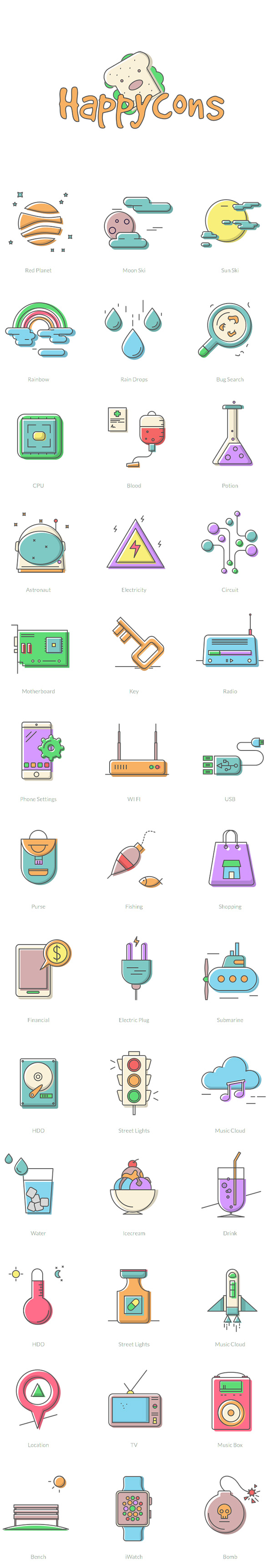 40 Happy and Unique Icons