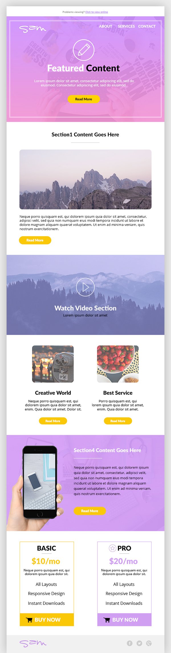 Sam Email Template Design