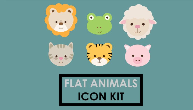 Flat-animals-icon-kit