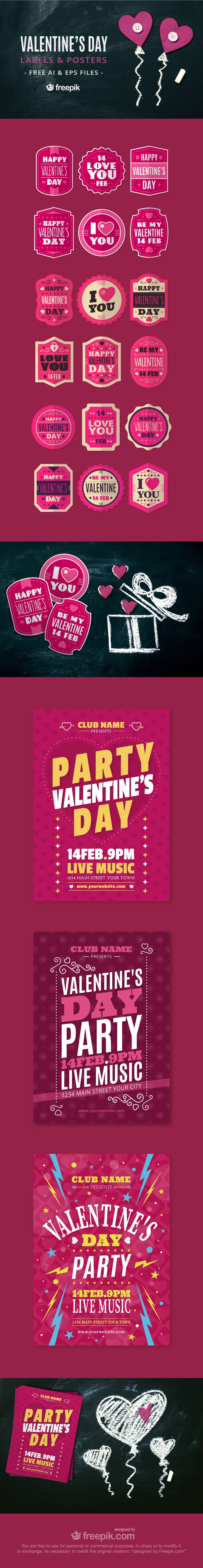 Valentines Day Labels and Posters Pack