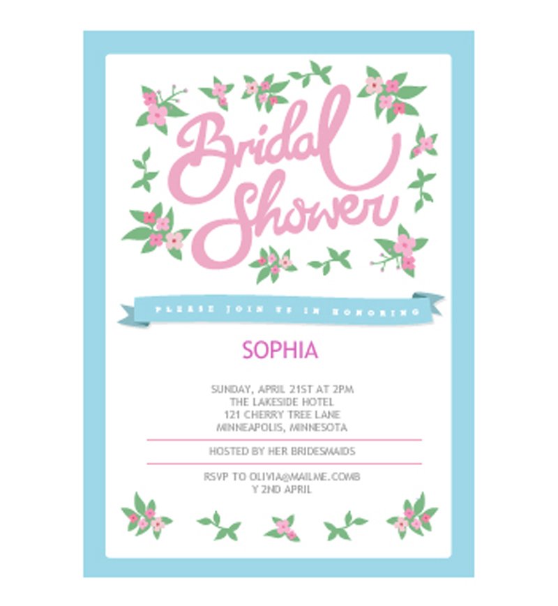 Bridal shower invitation with roses